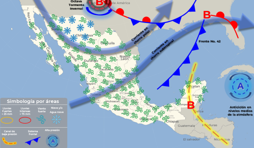 Rachas de viento fuerte para Quintana Roo