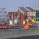 Vista del puente Francis Scott Key parcialmente derrumbado después de que un carguero chocara contra uno de sus pilares en Baltimore, Maryland, EE. UU., este 26 de marzo. EFE/EPA/Shawn Thew