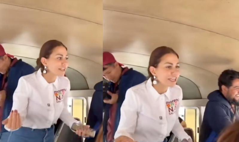 Critican en redes a la candidata Nayeli Salvatori por recrear asaltos en el transporte público: “Cámara, ya se la saben”