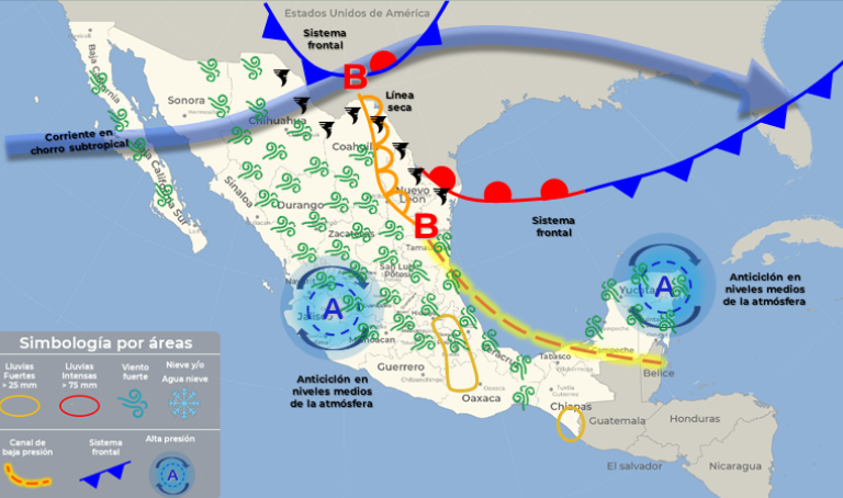 Ambiente caluroso y lluvias en gran parte del país