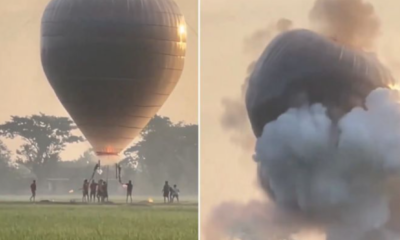 Globo aerostático explota en el aire y cae, hay varios adolescentes heridos