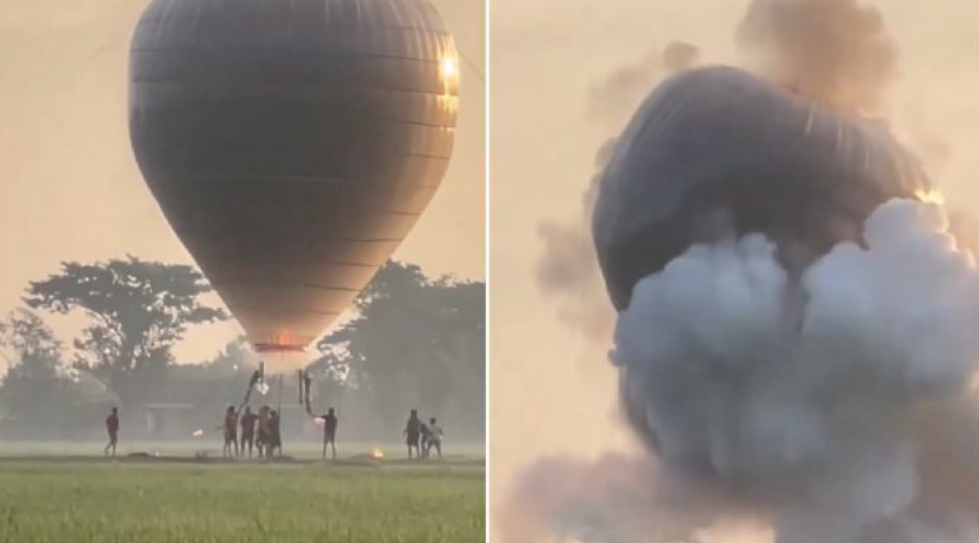 Globo aerostático explota en el aire y cae, hay varios adolescentes heridos