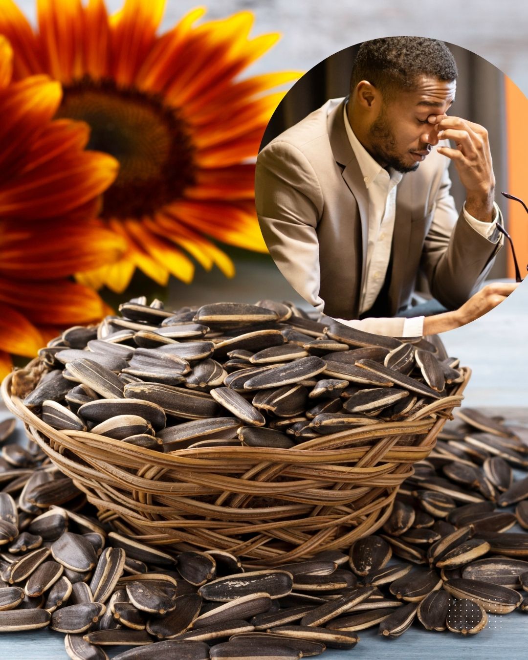 semillas de girasol - hombre frustrado