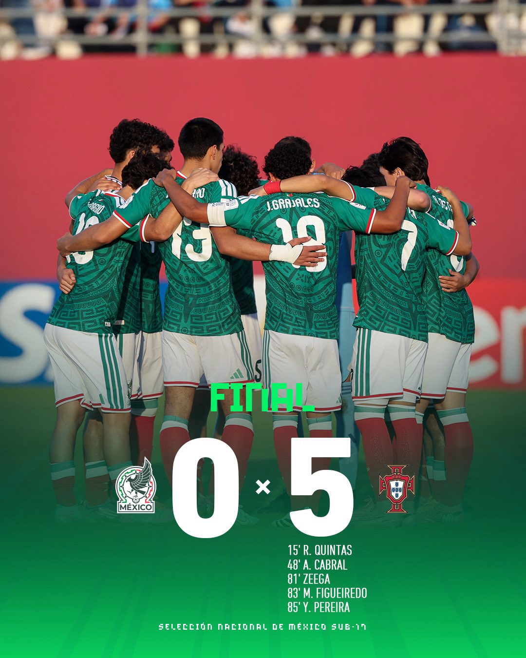 Portugal fulmina a México: goleada contundente en Octavos del Mundial Sub-17