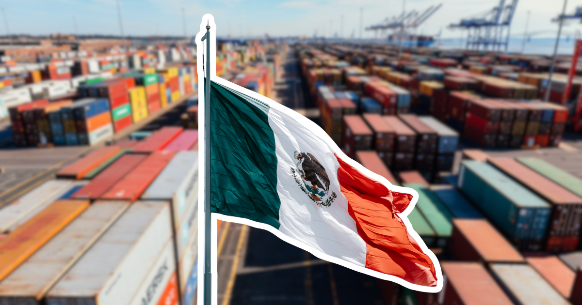 Contenedores en la frontera México–Estados Unidos, ilustrando el aumento del comercio bilateral en 2025.