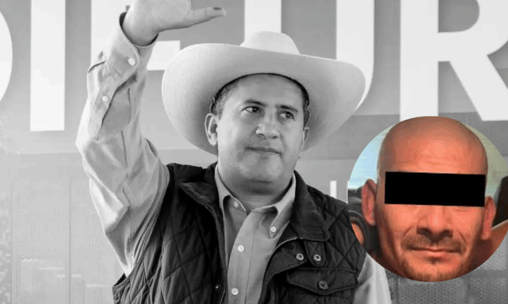 Collage con la imagen de Jaciel Antonio ‘N’, alias ‘El Pelón’, y la foto del alcalde Carlos Manzo, relacionados con la investigación por su asesinato en Uruapan.