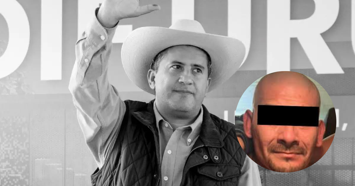 Collage con la imagen de Jaciel Antonio ‘N’, alias ‘El Pelón’, y la foto del alcalde Carlos Manzo, relacionados con la investigación por su asesinato en Uruapan.