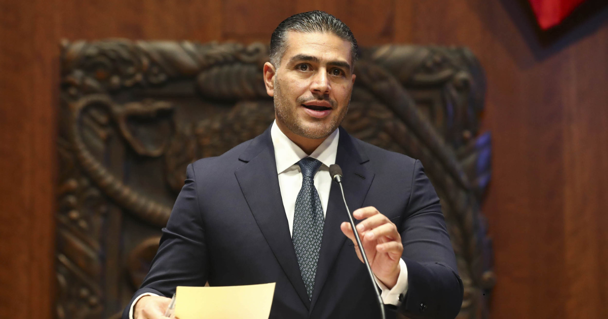 Omar García Harfuch durante conferencia donde niega vínculo entre extorsionador detenido y la CATEM