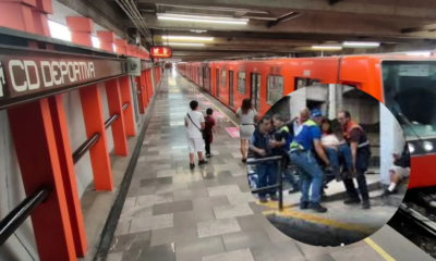 Paramédicos y elementos de la SSC auxilian a usuarios lesionados tras caída en escaleras eléctricas del Metro Línea 9 en Ciudad Deportiva.