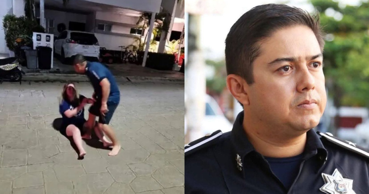 Collage muestra a juez de Quintana Roo investigado y momento de presunta intimidación a una mujer en Cancún