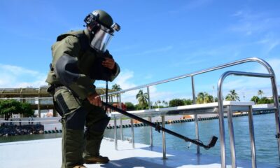 Elementos del escuadrón Blonae de Quintana Roo durante un operativo preventivo de seguridad rumbo al Mundial 2026.