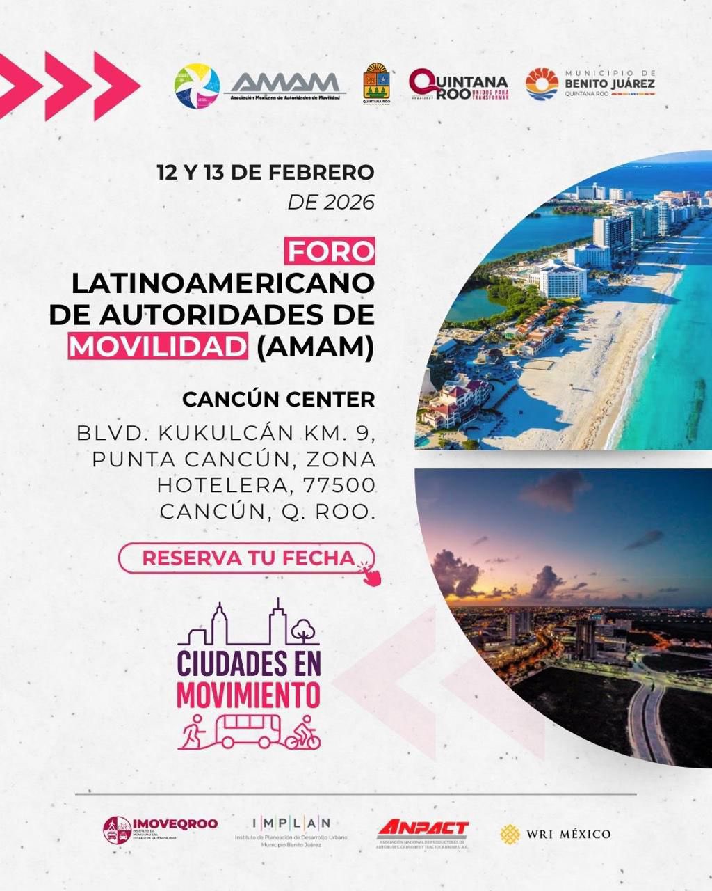 Cartel oficial del Foro Movilidad 2026 que se realizará en Cancún los días 12 y 13 de febrero