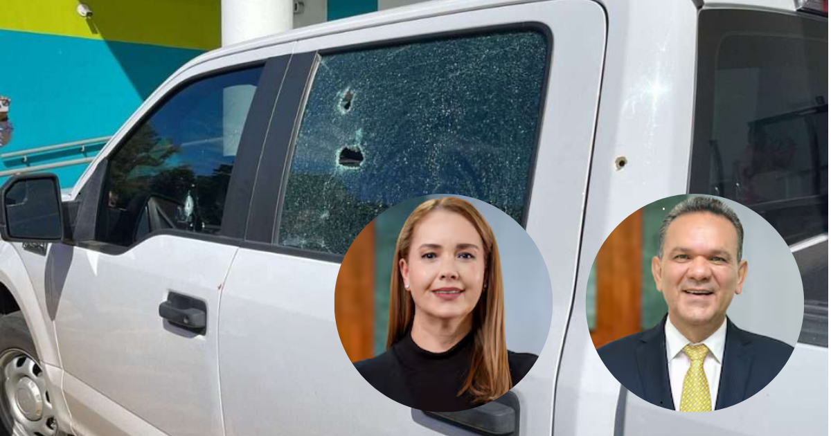 Camioneta con impactos de bala tras atentado contra diputados de Movimiento Ciudadano en Culiacán, Sinaloa.