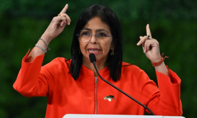 Delcy Rodríguez durante un acto oficial en Caracas tras asumir como presidenta encargada de Venezuela
