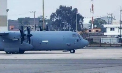 Avión militar en Toluca durante operación de capacitación autorizada por el gobierno mexicano