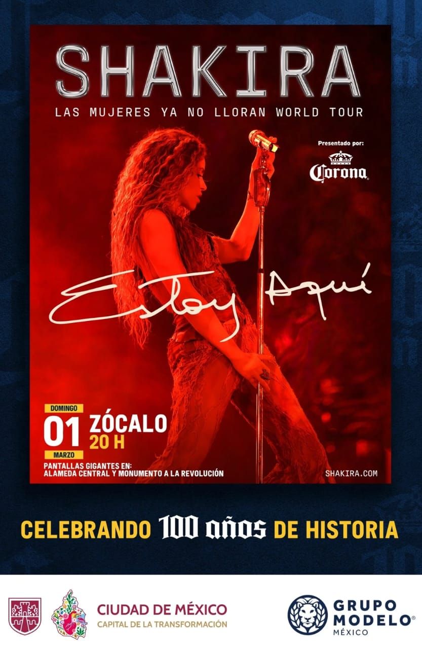 Shakira ofrece concierto gratuito en el Zócalo