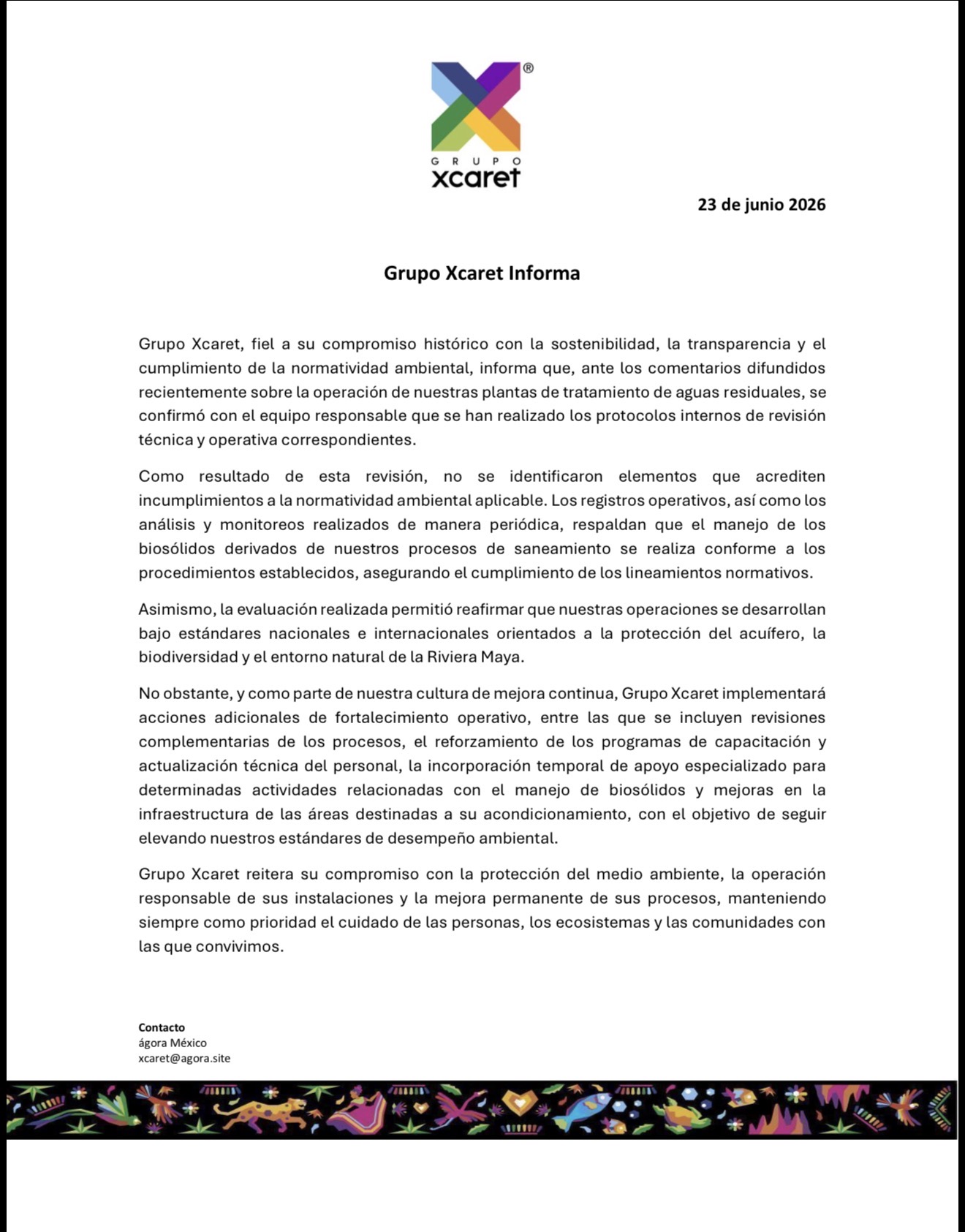 Grupo Xcaret Informa
