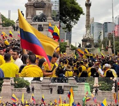 Afición colombiana toma el Ángel previo al Mundial