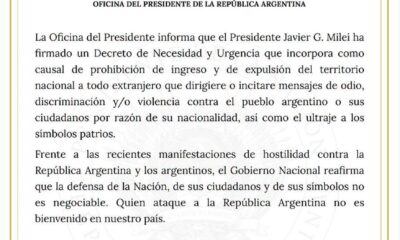 Milei prohíbe la entrada a extranjeros